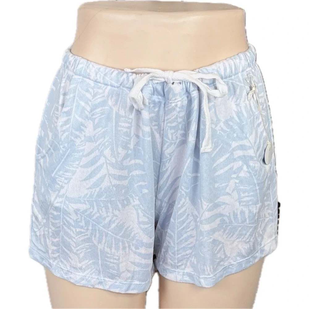 C&C California Womens 2 Pack Super Soft Lounge Shorts Blue Palm Grey Heather XL